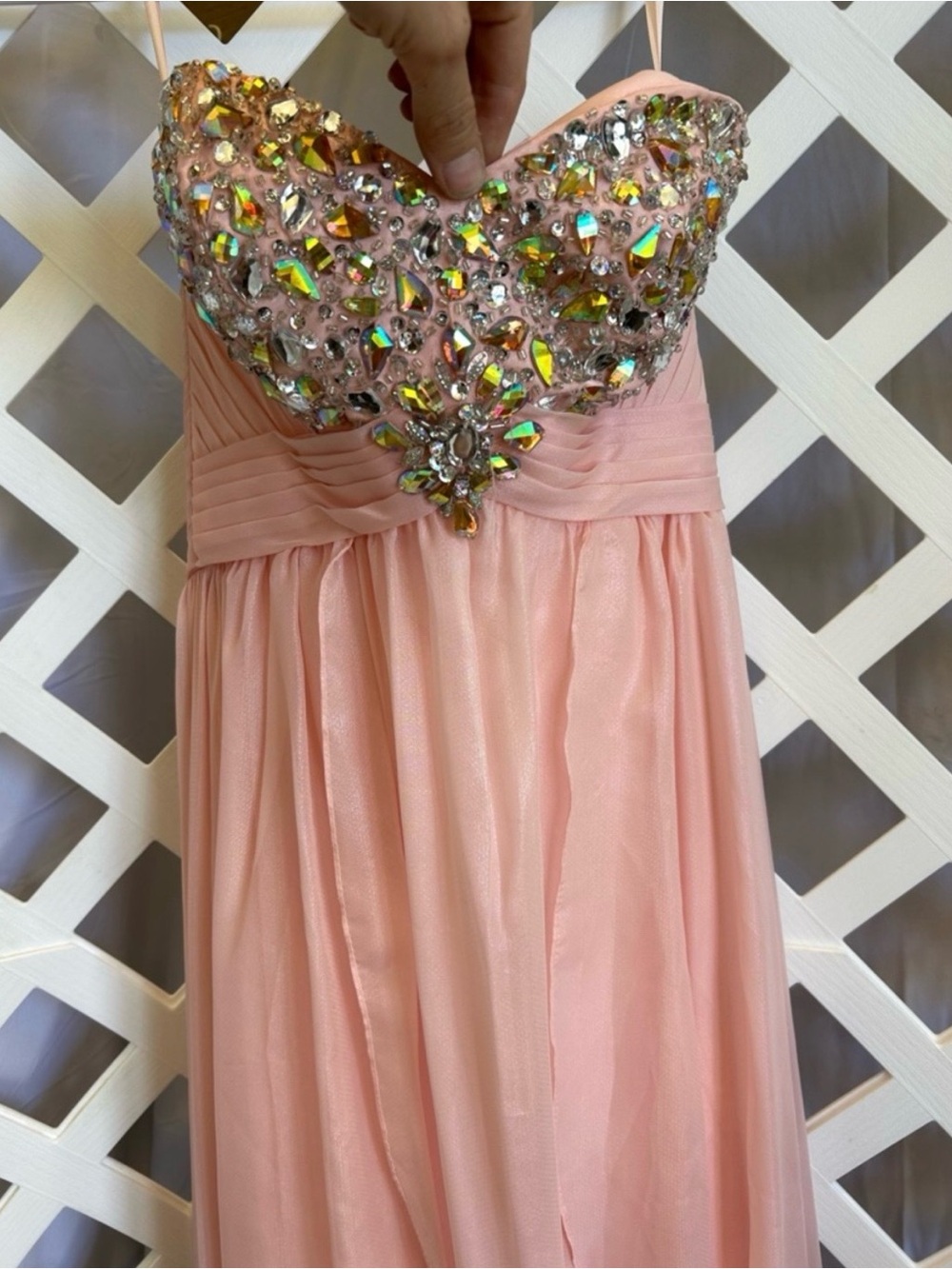 Bonny Bridal Pink Beaded Strapless Prom Dress Chiffon Formal Gown Size 4 Fairy - Picture 2 of 13
